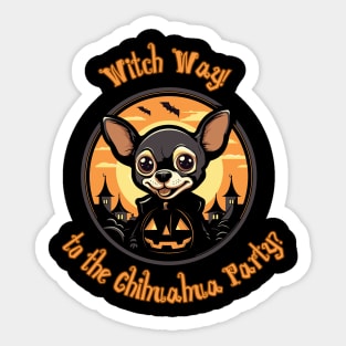 Witch Way to the Chihuahua Party Sticker
